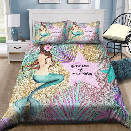 Pastel Mermaid Kisses And Starfish Wishes  Bed Sheets Spread  Duvet Cover Bedding Sets