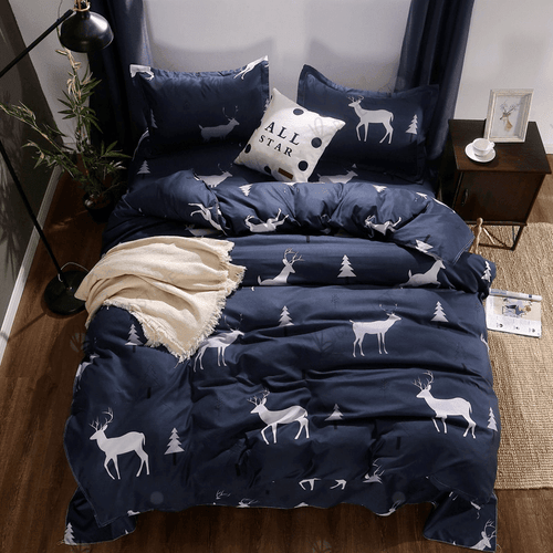 Christmas Elk Pattern Bed Sheets Duvet Cover Bedding Set Great Gifts For Birthday Christmas Thanksgiving