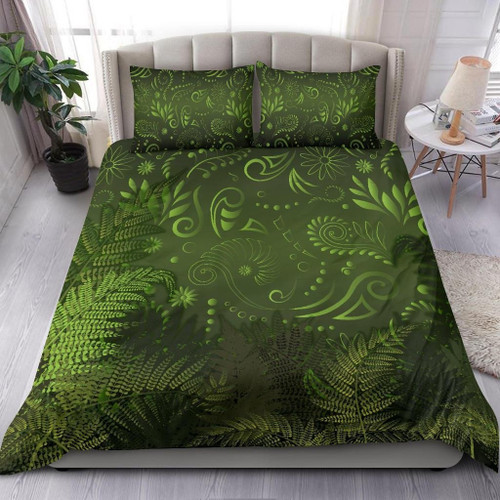 New Zealand Silver Fern Aotearoa Vibes Green Duvet Cover Bedding Set