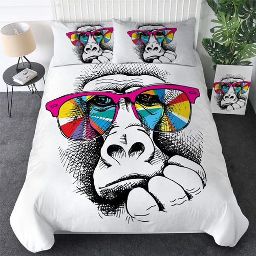 Orangutan With Glasses  Bed Sheets Spread  Duvet Cover Bedding Sets