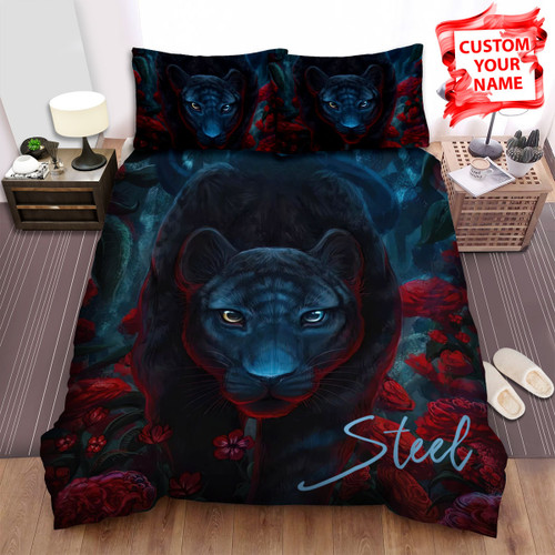 Personalized The Wild Animal - The Panther In The Roses Garden Bed Sheets Spread Duvet Cover Bedding Sets