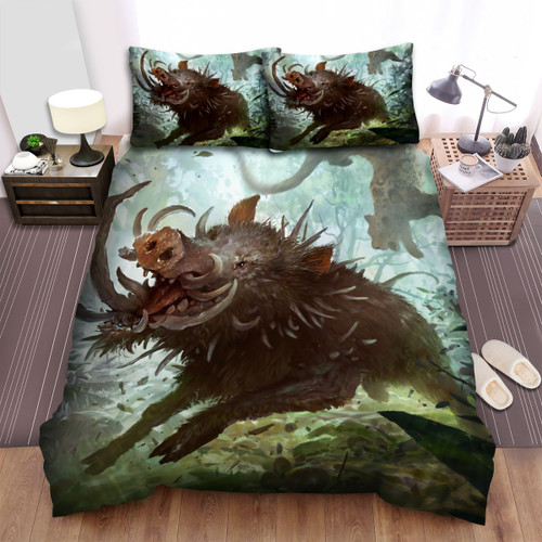 The Boar Attacking The Leopard Bed Sheets Spread Duvet Cover Bedding Sets