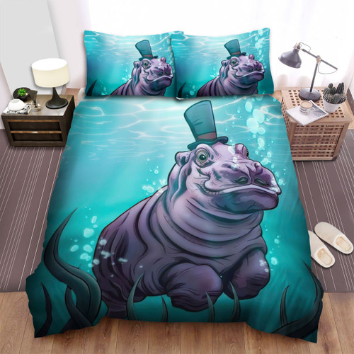 The Fancy Hippo In The Water Bed Sheets Spread Duvet Cover Bedding Sets
