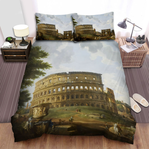 Colosseum Rome Vintage Art Amphitheatre Bed Sheets Spread  Duvet Cover Bedding Sets