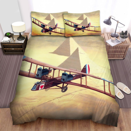 The Military Weapon Ww1 - Rfc Airco Dh.10 Above The Pyramid Bed Sheets Spread Duvet Cover Bedding Sets
