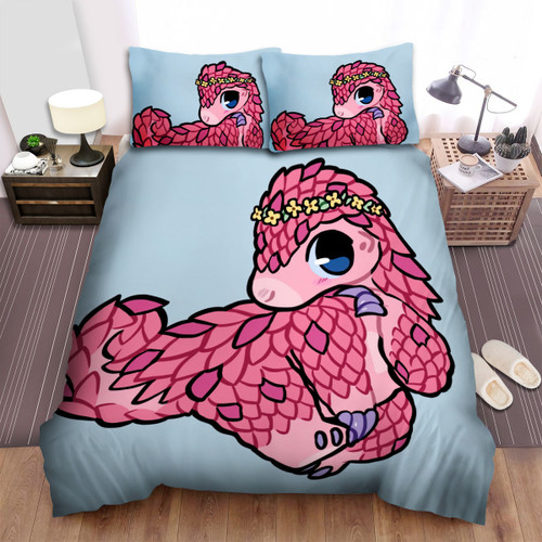The Wildlife - The Pink Pangolin Wearing Flowers Crowd Art Bed Sheets Spread Duvet Cover Bedding Sets