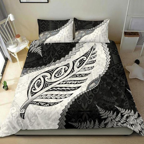 Paua Shell Maori Silver Fern Duvet Cover Bedding Set