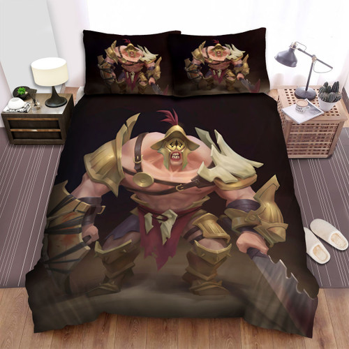 Angry Gladiator With Sharp Teeth Illustration Bed Sheets Spread Duvet Cover Bedding Sets