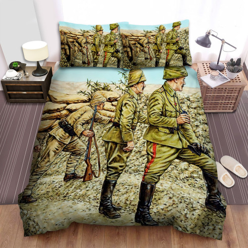 Ww1 Ottoman Soldier - Watching Outside From The Trenches Bed Sheets Spread Duvet Cover Bedding Sets
