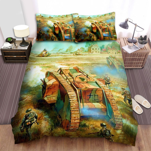 Military Weapon In Ww1 - German Empire Tank Covered By The Infantry Bed Sheets Spread Duvet Cover Bedding Sets