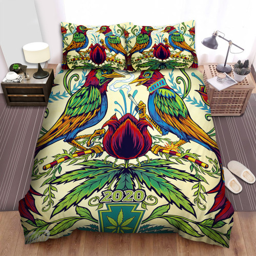 Pennsylvania Cannabis Festival Birds Bed Sheets Spread  Duvet Cover Bedding Sets