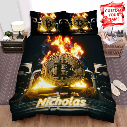 Personalized Bitcoin Mining 3d Digital Illustration Bed Sheets Spread Duvet Cover Bedding Sets