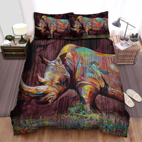 The Wildlife - The Multicolored Rhinoceros Bed Sheets Spread Duvet Cover Bedding Sets