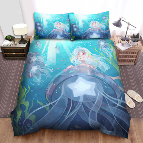 The Star Jellyfish Mermaid Art Bed Sheets Spread Duvet Cover Bedding Sets