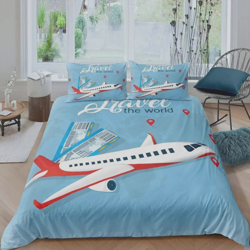 Travel The World By Plane  Bed Sheets Spread  Duvet Cover Bedding Sets