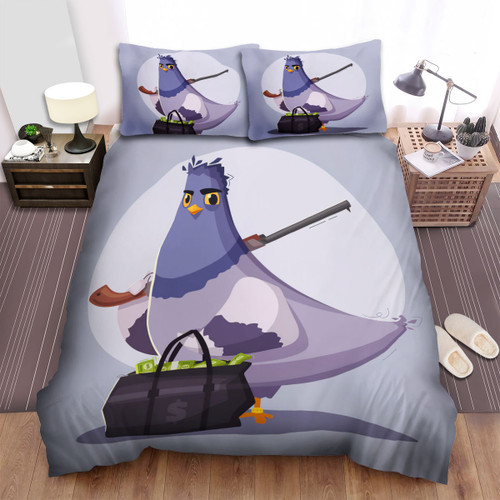 The Wild Animal - The Pigeon Bandit With A Gun Bed Sheets Spread Duvet Cover Bedding Sets