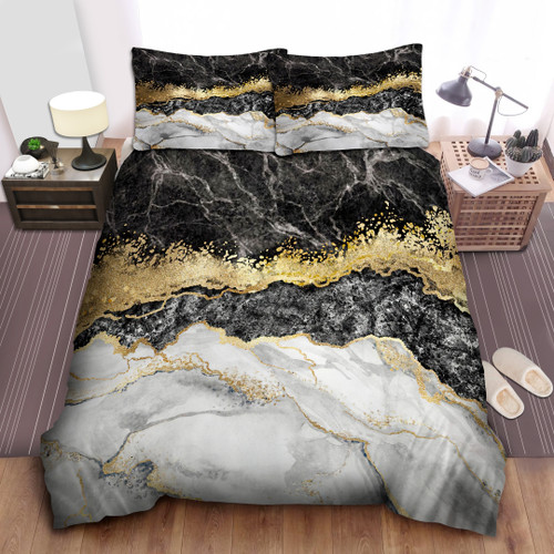 Black Gold And White Marble Bedding Sets (Duvet Cover & Pillow Cases)