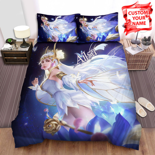 Personalized Gold Rose Fairy Digital Artwork Bed Sheets Spread Duvet Cover Bedding Sets