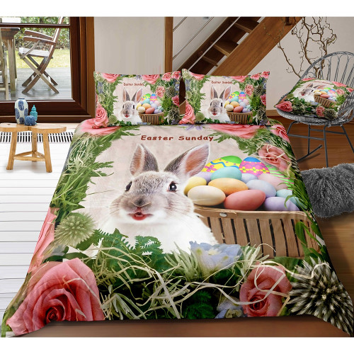 Easter Bunny Easter Sunday Bedding Set  Bed Sheets Spread  Duvet Cover Bedding Sets