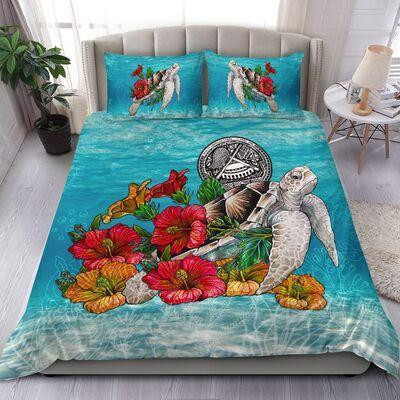 Ocean Turtle Hibiscus Bed Sheets Duvet Cover Bedding Set