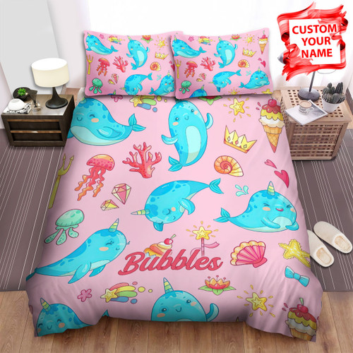Personalized The Wild Animal - The Blue Narwhal Seamless Bed Sheets Spread Duvet Cover Bedding Sets