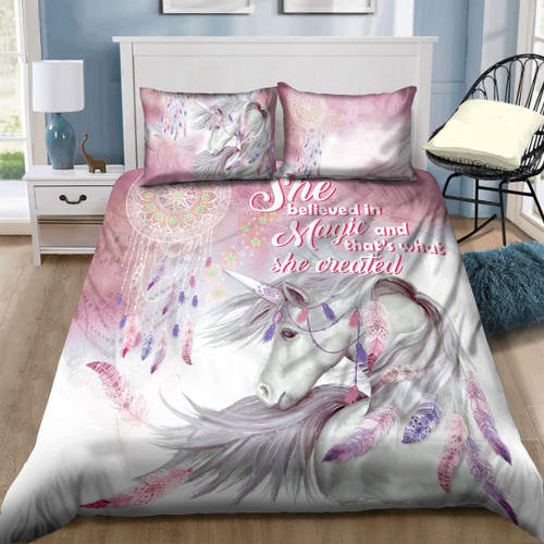 3D Unicorn She Believed In Magic And That What She Created  Bed Sheets Spread  Duvet Cover Bedding Sets