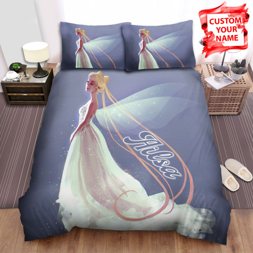 Personalized Beautiful Fairy In White Dress Artwork Bed Sheets Spread Duvet Cover Bedding Sets