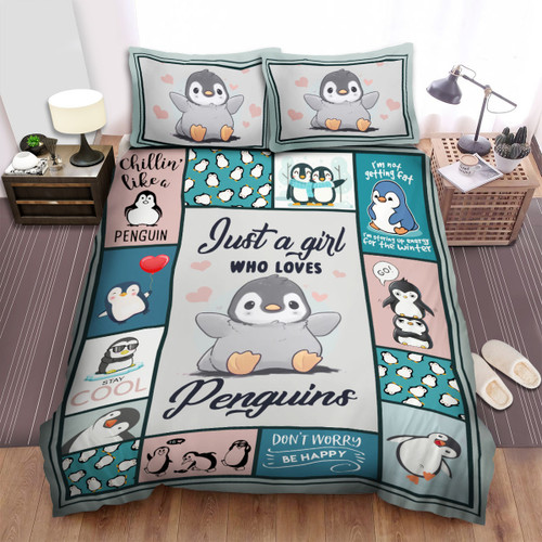 Penguin Just A Girl Who Loves Penguins Bed Sheets Spread Duvet Cover Bedding Sets