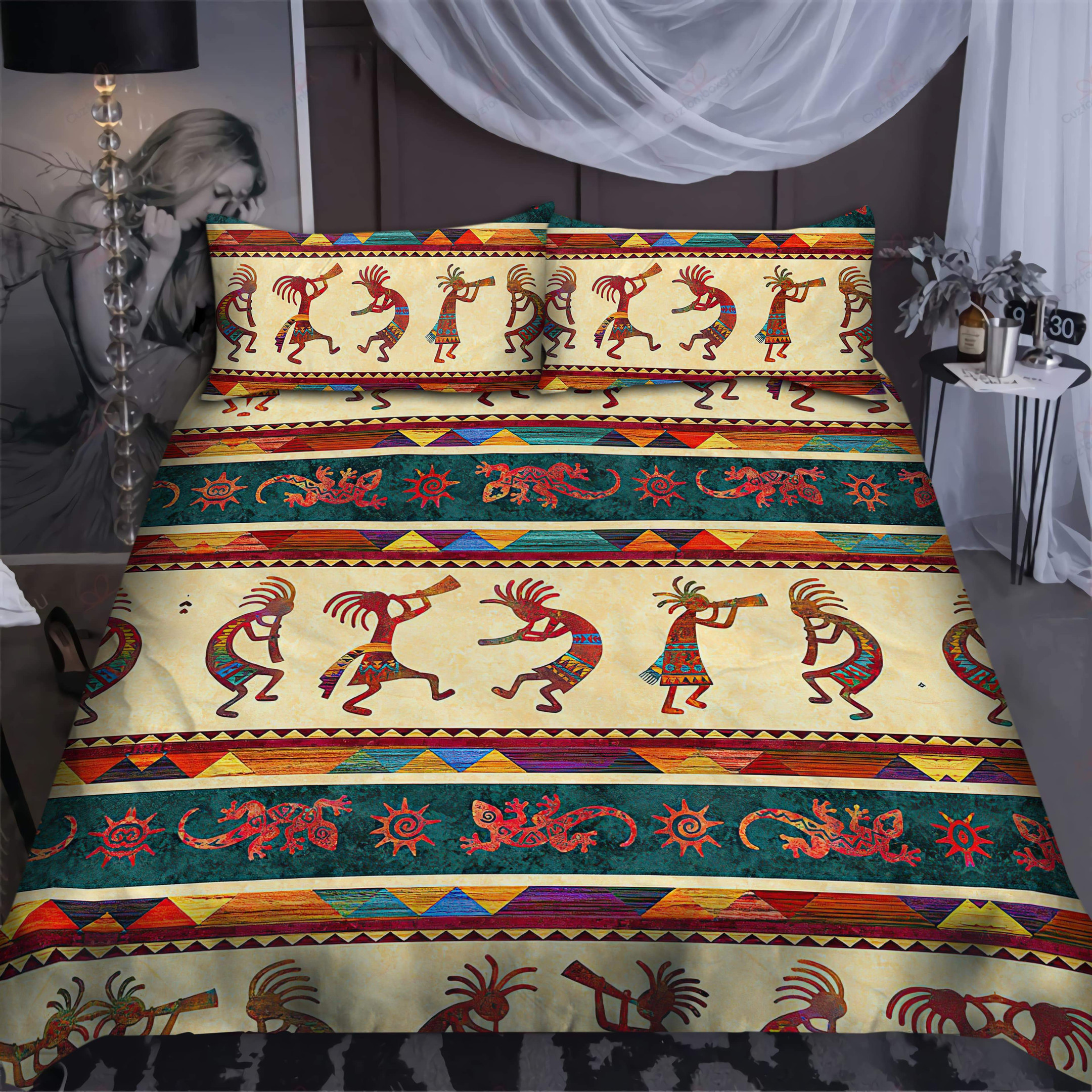 Native American Kokopelli Bed Sheets Spread Duvet Cover Bedding Sets