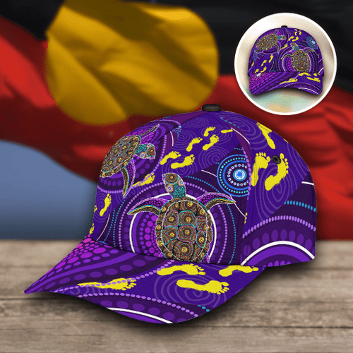 Aboriginal Purple Turtles Australia Indigenous 3D Cap & Hat, Classic Cap, 3D Baseball Cap