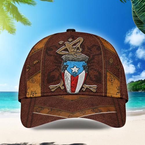 Puerto Rico Music Coqui Playing Bomba 3D Cap & Hat, 3D Baseball Cap, Classic Cap