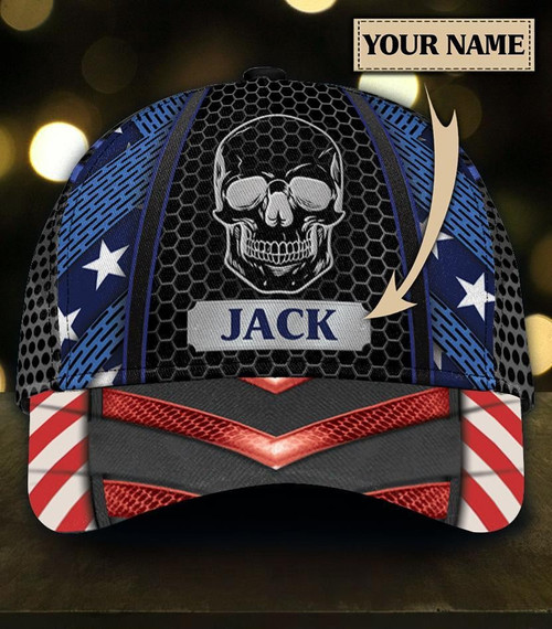 Custom Name Star Skull 3D Cap & Hat, Classic Cap, 3D Baseball Cap