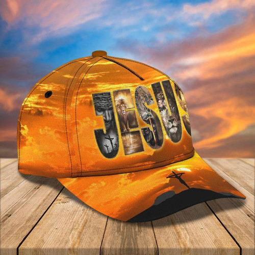 Sky Jesus Orange 3D Cap & Hat, Classic Cap, 3D Baseball Cap
