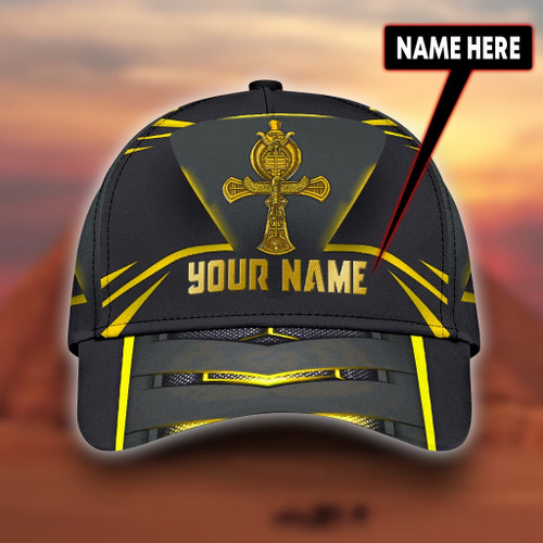 Custom Name Egyptian Ankh Symbol 3D Cap & Hat, 3D Baseball Cap, Classic Cap
