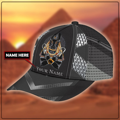Custom Name Egyptian God Anubis 3D Cap & Hat, 3D Baseball Cap, Classic Cap