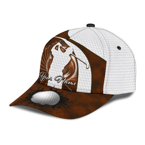 Personalized Golf Brown Color 3D Cap & Hat, Classic Cap, 3D Baseball Cap
