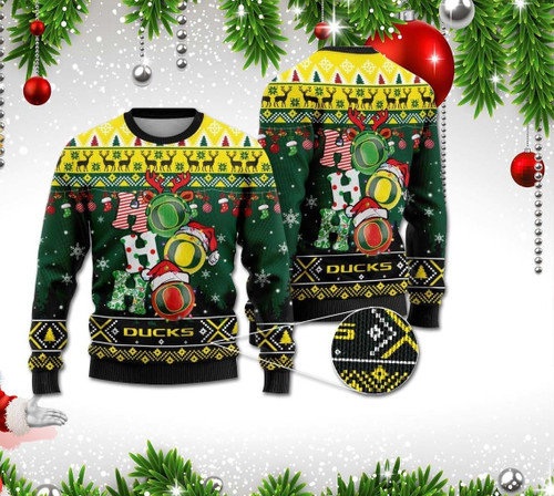 Oregon Ducks Ho Ho Ho Ugly Christmas Sweater, All Over Print Sweatshirt
