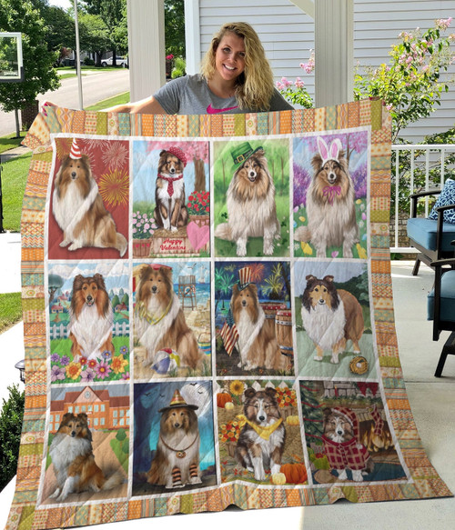 Fashionable Sheltie Quilt Blanket Great Customized Blanket Gifts For Birthday Christmas Thanksgiving