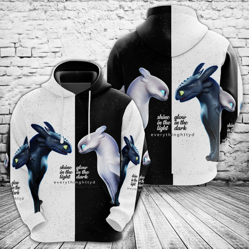 How To Train Your Dragon Black And White 3d All Over Print Hoodie, Or Zip-up Hoodie