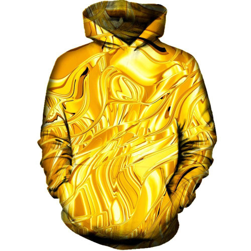 Gold 3D All Over Printed Hoodie, Zip- Up Hoodie
