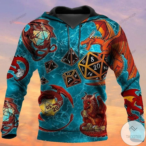 Dragons And Dungeon Dice DnD 3D All Over Print Hoodie, Or Zip-up Hoodie