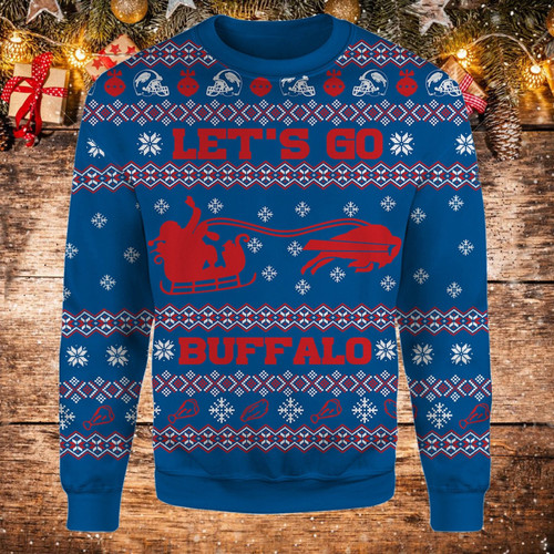 Buffalo Team Let's Go Buffalo Christmas Ugly Sweater