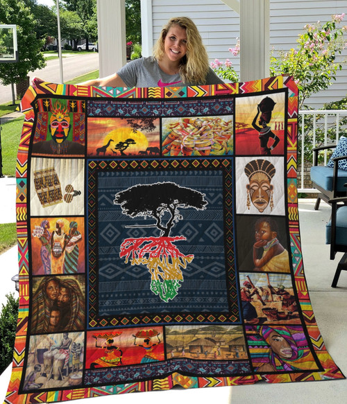 African Roots Quilt Blanket Great Customized Gifts For Birthday Christmas Thanksgiving Perfect Gifts For African Culture Lover