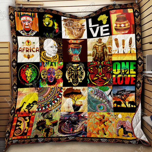 African Culture One Love Quilt Blanket Great Customized Gifts For Birthday Christmas Thanksgiving Perfect Gifts For African Culture Lover
