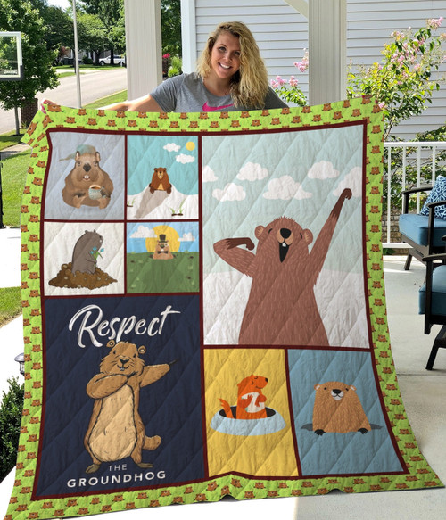 Respect The Groundhog Quilt Blanket