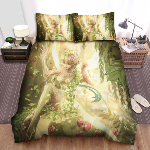 Forest Fairy Anime Art Painting Bed Sheets Spread Duvet Cover Bedding Sets