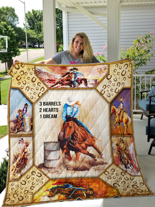 Barrel Racing 3 Barrels 2 Hearts 1 Dream Quilt Blanket Great Customized Blanket Gifts For Birthday Christmas Thanksgiving