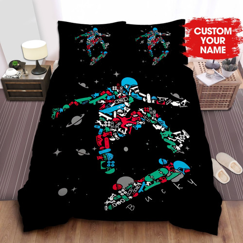 Personalized Skateboarding Equipment Pattern Bed Sheets Spread  Duvet Cover Bedding Sets