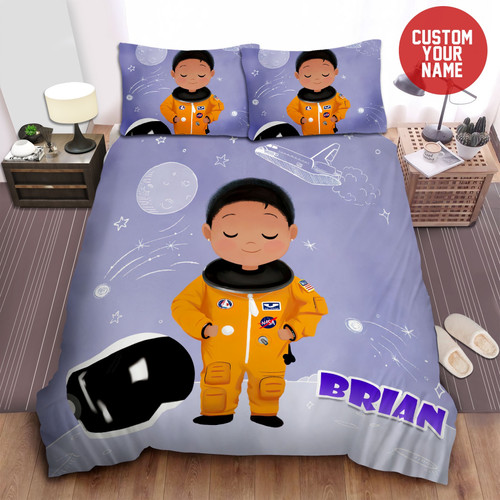 Astronaut Black Little Girl Black Girl Magic Custom Name Duvet Cover Bedding Set