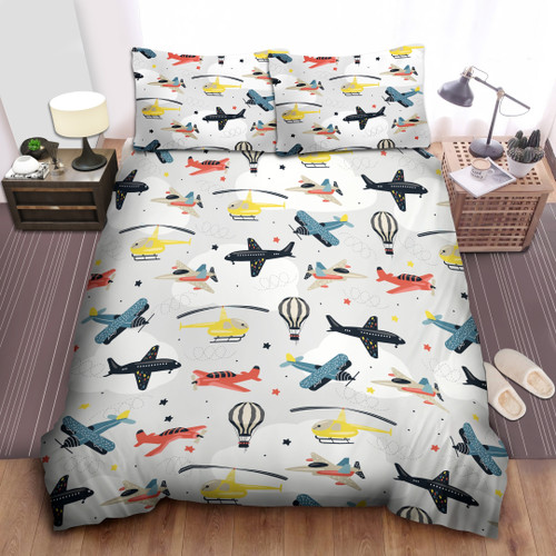 Airplanes With Hot Air Balloons  Bed Sheets Spread  Duvet Cover Bedding Sets